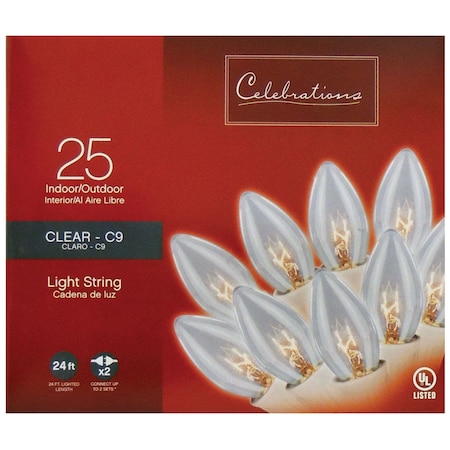 Celebrations Celebrations Incandescent C9 Clear 25 ct String Christmas Lights 24 ft. C44G4111